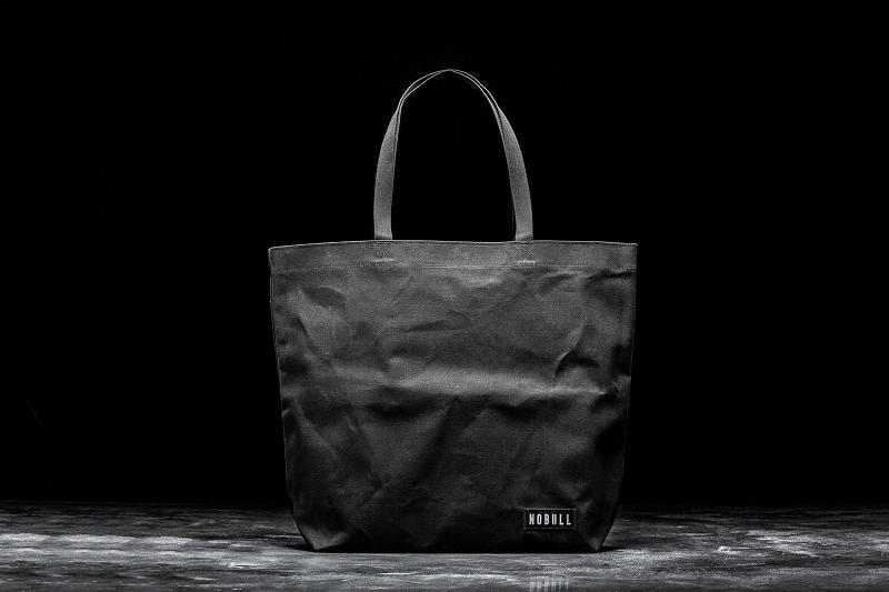 Men\'s Nobull Waxed Canvas Open Top Tote Bags Black | SG U2566Z